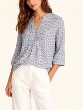 Oliphant White and Navy Print lightweigt Tunic XS